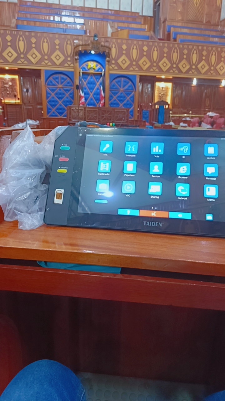 TAIDEN paperless multimedia congress terminal installed at a Senate desk
